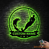 Custom Water Skiing Metal Wall Art LED Light - Personalized Wakeboarding Name Sign Home Decor - Ideal for Home Decor &