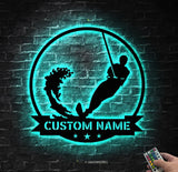 Custom Water Skiing Metal Wall Art LED Light - Personalized Wakeboarding Name Sign Home Decor - Ideal for Home Decor &