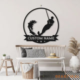 Custom Water Skiing Metal Wall Art LED Light - Personalized Wakeboarding Name Sign Home Decor - Ideal for Home Decor &