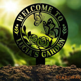 Custom Welcome To My Garden Metal Stake Personalized Butterfly Garden Name Sign Gardening Gifts Metal Yard Decor