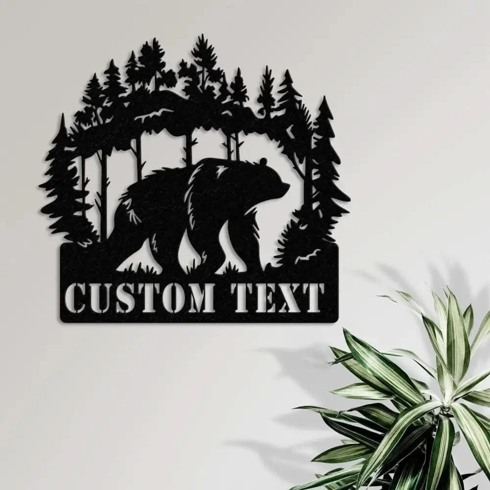 Custom Wilderness Bear Cabin Sign Mountain Decor Personalized Metal Bear Sign Cabin Decor Outdoor Bear Decor Rustic