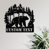 Custom Wilderness Bear Cabin Sign Mountain Decor Personalized Metal Bear Sign Cabin Decor Outdoor Bear Decor Rustic
