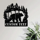 Custom Wilderness Bear Cabin Sign Mountain Decor Personalized Metal Bear Sign Cabin Decor Outdoor Bear Decor Rustic