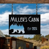 Custom Wilderness Bear Cabin Sign Mountain Decor Personalized Metal Bear Sign Cabin Decor Outdoor Bear Decor Rustic