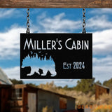 Custom Wilderness Bear Cabin Sign Mountain Decor Personalized Metal Bear Sign Cabin Decor Outdoor Bear Decor Rustic