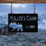 Custom Wilderness Bear Cabin Sign Mountain Decor Personalized Metal Bear Sign Cabin Decor Outdoor Bear Decor Rustic