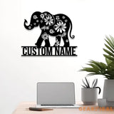 Custom WildFlower Elephant Metal Sign with Led Light Personalized Elephant Name Sign Jungle Home Decor Custom Elephant