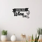 Custom Wine Bar Pub Metal Sign with Led Light Personalized Wine Bar Wall Art Kitchen Decoration Bar Sign Wine Glass