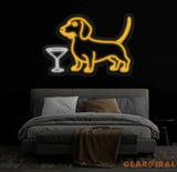Custom Wine & Dachshund Neon Sign Dachshund Martini Led Sign Martini Neon Light Cocktail Light Bar Pub Wall Art Dog