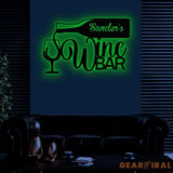 Custom Wine Metal Wall Art LED Light Kitchen Art Name Sign Decor Wine Shop Patio Decoration Man Cave Outdoor Decor