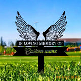 Custom Wings Metal Stake - Memorial Garden Decor - Grave Marker Personalized Garden Sign Remembrance Stake Sympathy