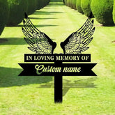 Custom Wings Metal Stake - Memorial Garden Decor - Grave Marker Personalized Garden Sign Remembrance Stake Sympathy