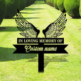 Custom Wings Metal Stake - Memorial Garden Decor - Grave Marker Personalized Garden Sign Remembrance Stake Sympathy