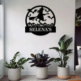 Custom Witch Metal Sign For Halloween Personalized Name Halloween Metal Wall Art Halloween Door Metal Sign Witch Wall