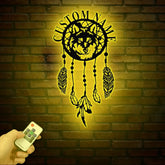 Custom Wolf Dream Catcher Metal Wall Art with Led Lights Dreamcatcher Wall Hanging Dreamcatcher Decor Christmas gifts