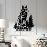 Custom Wolf Metal Sign Personalized Wolf Metal Wall Art Metal Wolf Decor Custom Home Decor Cabin Decor Man Cace Sign