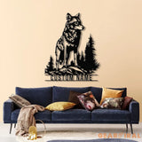 Custom Wolf Metal Sign Personalized Wolf Metal Wall Art Metal Wolf Decor Custom Home Decor Cabin Decor Man Cace Sign