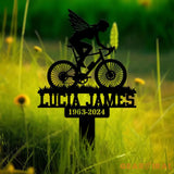 Custom Woman Cyclist Bike Rider Memorial Stake Biker Metal Stake Biker Loss Biker Gift Sympathy Sign Grave Marker