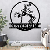 Custom Wrestling Sign Metal Wall Art Led Light - Wrestler Name Sign - Wrestling Coach Gift - Xmas Birthday Gift for Dad