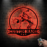 Custom Wrestling Sign Metal Wall Art Led Light - Wrestler Name Sign - Wrestling Coach Gift - Xmas Birthday Gift for Dad