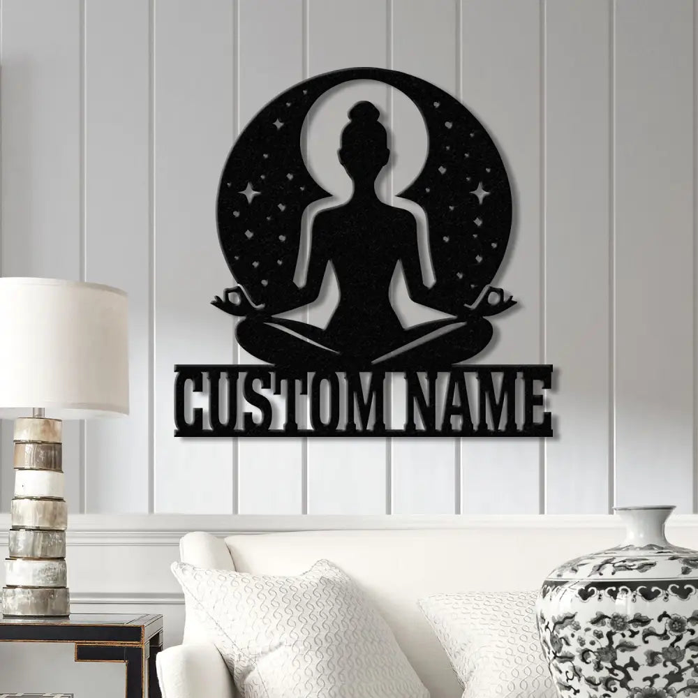 Custom Yoga Metal Sign Yoga Wall Art Personalized Home Yoga Name Sign Yoga Studio Decor Small Shop Decor Yoga lover