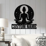 Custom Yoga Metal Sign Yoga Wall Art Personalized Home Yoga Name Sign Yoga Studio Decor Small Shop Decor Yoga lover