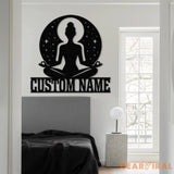Custom Yoga Metal Sign Yoga Wall Art Personalized Home Yoga Name Sign Yoga Studio Decor Small Shop Decor Yoga lover