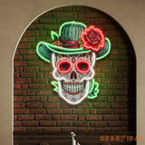 Custom Your Name Day Of The Dead Skull Mexico Artwork Led Neon Sign Light