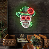 Custom Your Name Day Of The Dead Skull Mexico Artwork Led Neon Sign Light