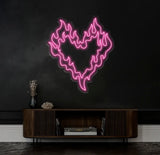 Customizable Flaming Heart LED Neon Sign – Color-Changing Wall Art for Home Office or Game Room – Unique Neon Light Gift