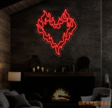 Customizable Flaming Heart LED Neon Sign – Color-Changing Wall Art for Home Office or Game Room – Unique Neon Light Gift