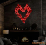 Customizable Flaming Heart LED Neon Sign – Color-Changing Wall Art for Home Office or Game Room – Unique Neon Light Gift