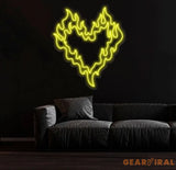 Customizable Flaming Heart LED Neon Sign – Color-Changing Wall Art for Home Office or Game Room – Unique Neon Light Gift