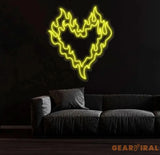 Customizable Flaming Heart LED Neon Sign – Color-Changing Wall Art for Home Office or Game Room – Unique Neon Light Gift