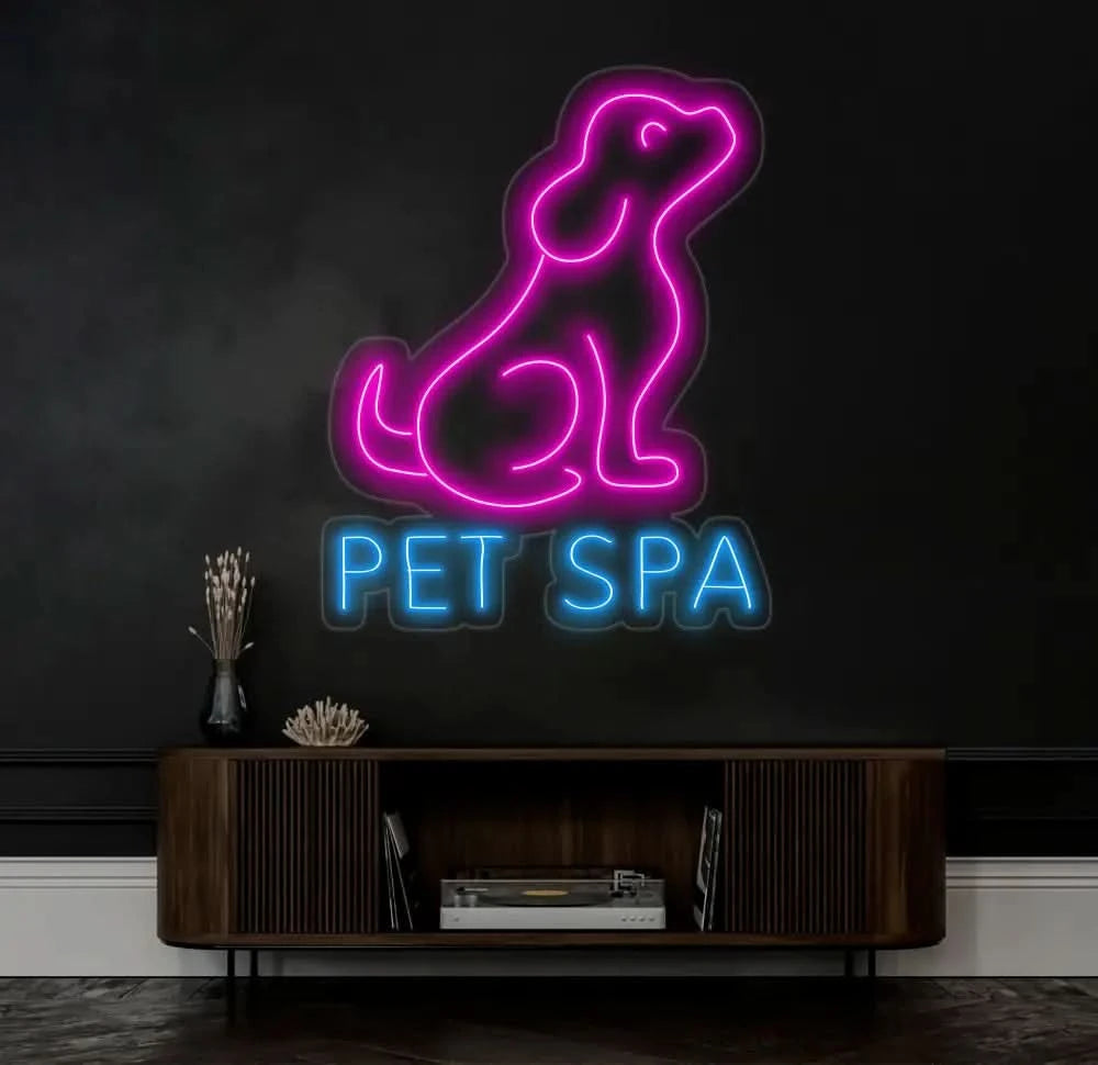 Customizable Pet Spa Neon Sign – Color-Changing LED Light – Perfect Neon Wall Art for Grooming Salons Pet Spas and