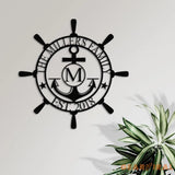 Customized Family Name Sign Nautical Wall Decor Anchor Metal Sign Initial Split Letter Monogram Sign Last Name signs