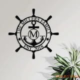Customized Family Name Sign Nautical Wall Decor Anchor Metal Sign Initial Split Letter Monogram Sign Last Name signs