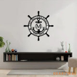 Customized Family Name Sign Nautical Wall Decor Anchor Metal Sign Initial Split Letter Monogram Sign Last Name signs