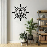 Customized Family Name Sign Nautical Wall Decor Anchor Metal Sign Initial Split Letter Monogram Sign Last Name signs