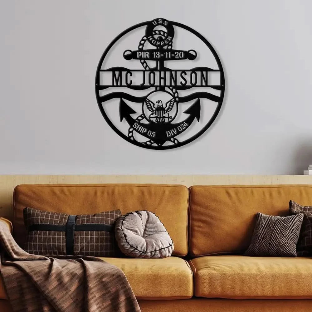 Customized USN Anchor Metal Sign Anchor Decor Navy Veteran Gift US Navy Sign Anchor Sign Anchor PIR/navy boot camp
