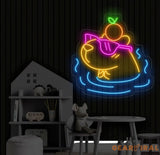 Cute Capybara Neon Light - Sleeping Capybara LED Sign Bedroom Wall Decor Nursery Room Art Adorable Cappy Neon Sign for