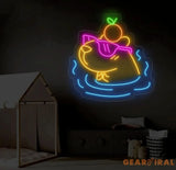 Cute Capybara Neon Light - Sleeping Capybara LED Sign Bedroom Wall Decor Nursery Room Art Adorable Cappy Neon Sign for