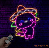 Cute Mexican Sombrero Axolotl Manana Neon Sign Sombrero LED Sign Axolotl Manana Neon Light LED Light Restaurant Room