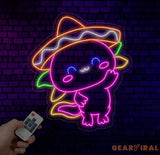Cute Mexican Sombrero Axolotl Manana Neon Sign Sombrero LED Sign Axolotl Manana Neon Light LED Light Restaurant Room