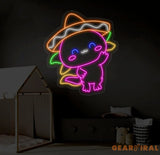 Cute Mexican Sombrero Axolotl Manana Neon Sign Sombrero LED Sign Axolotl Manana Neon Light LED Light Restaurant Room