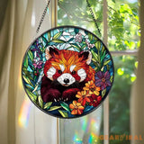 Cute Red Panda Glass Suncatcher Wildlife Window Art for Animal Lovers Unique Glass Decor for Bedroom Living Room or