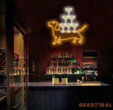 Dachshund Carrying Champagne Glasses Neon Sign Dachshund Led Sign Wine Neon Light Champagne Light Bar Pub Wall Art Home