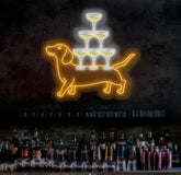 Dachshund Carrying Champagne Glasses Neon Sign Dachshund Led Sign Wine Neon Light Champagne Light Bar Pub Wall Art Home