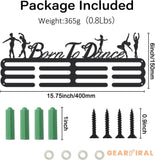 Dance Medal Holder Ballet Medals Display Black Iron Wall Mounted Born to Dance Medal Hooks for 60+ Medal Rack Display