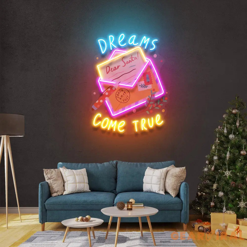 Dear Santa Letter Christmas Neon Sign